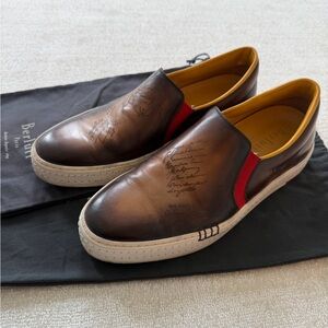 Men's Berluti Playtime Slip On Sneakers with Classic Berluti Scrito